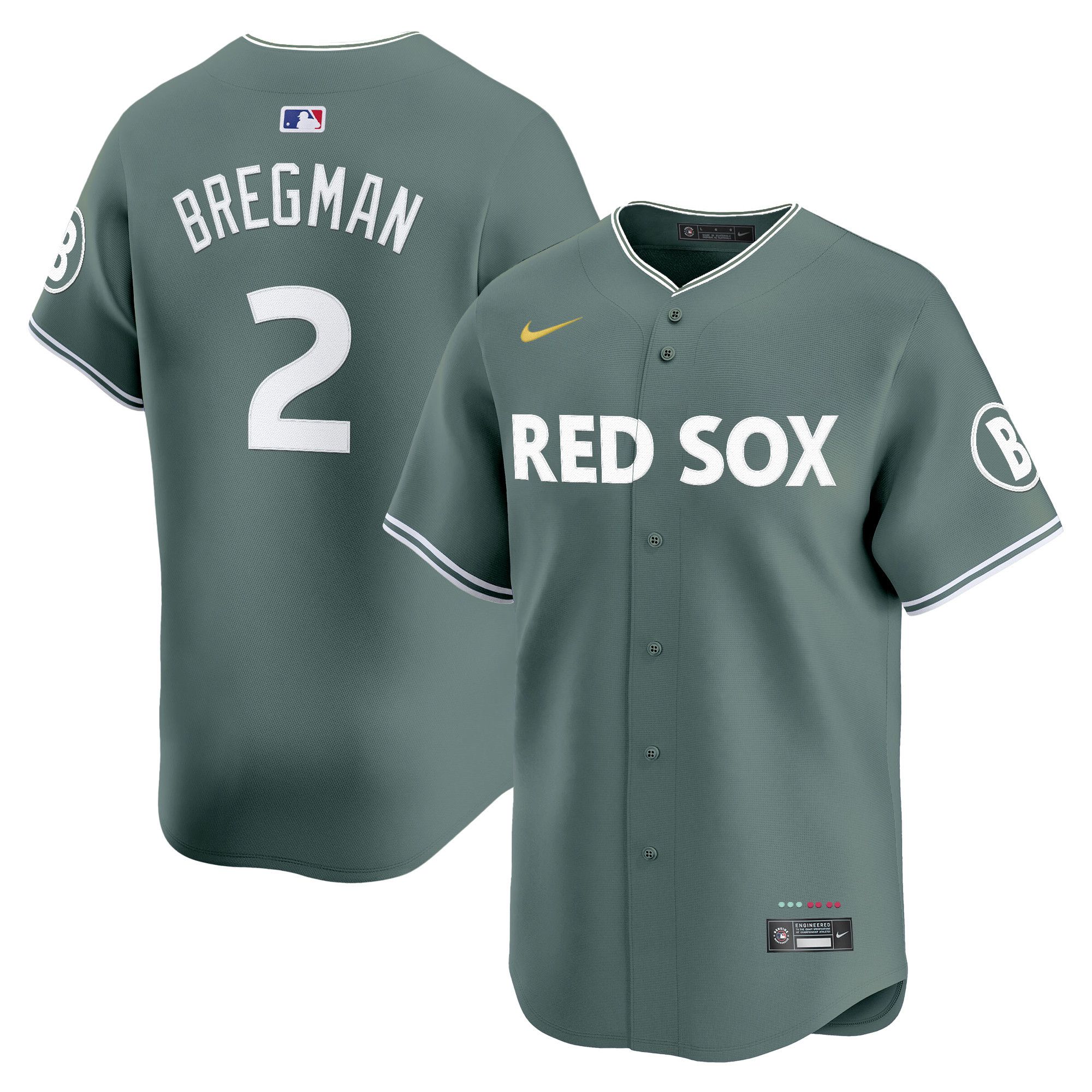 Men Boston Red Sox #2 Bregman Green Nike 2025 City Connect Vapor Premier Limited MLB Jersey->boston red sox->MLB Jersey